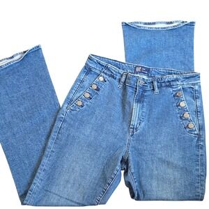 GAP Denim 70s Flare‎ Button Front High Rise Jeans Women Sz 12/31R Y2K retro boho